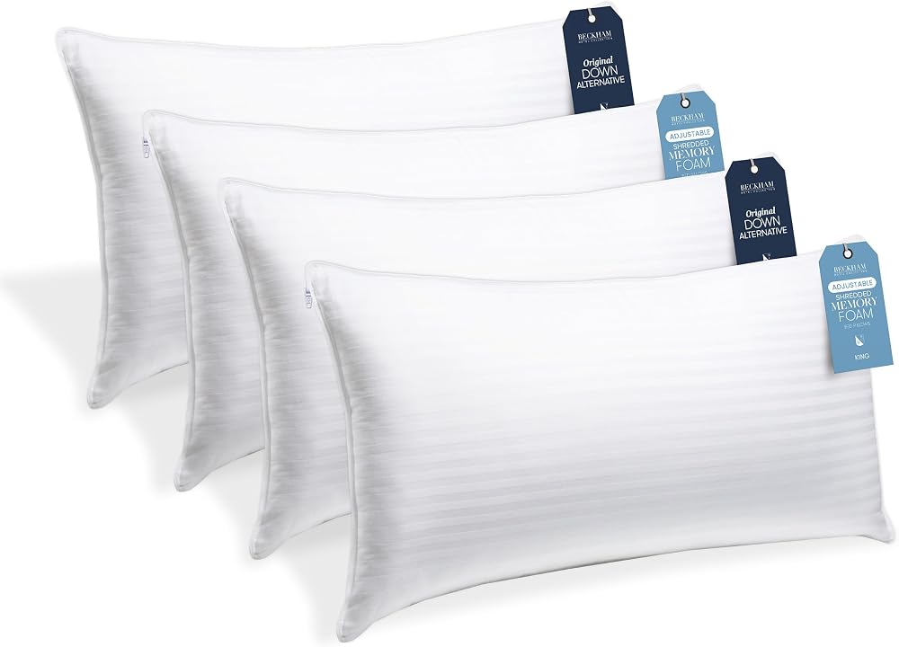 4-Pillow King Set — 2 Down Alternative + 2 Memory Foam